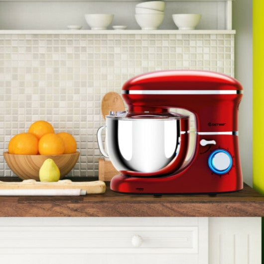 Costway 6.3 Quart Red Tilt-Head Food Stand Mixer 6 Speed 660W