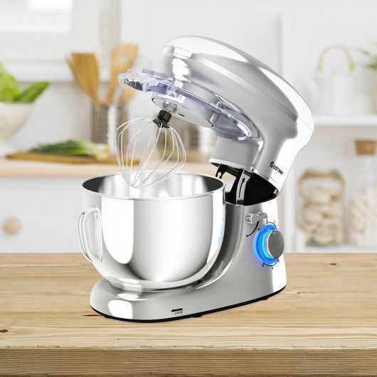 Costway 6.3 Quart Silver Tilt-Head Food Stand Mixer 6 Speed 660W