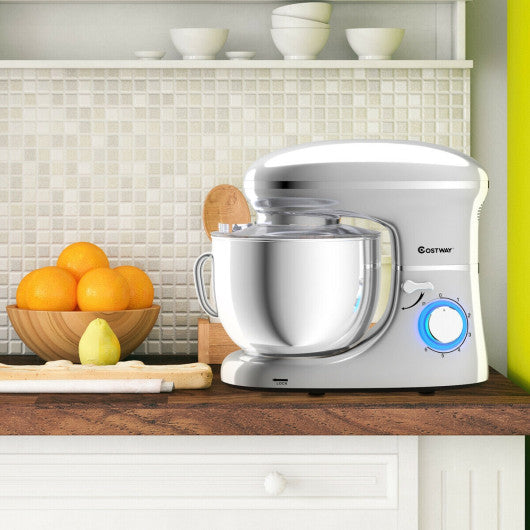 Costway 6.3 Quart Silver Tilt-Head Food Stand Mixer 6 Speed 660W