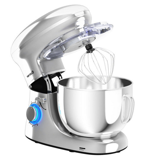 Costway 6.3 Quart Silver Tilt-Head Food Stand Mixer 6 Speed 660W