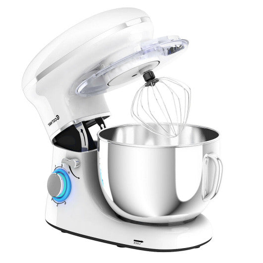 Costway 6.3 Quart White Tilt-Head Food Stand Mixer 6 Speed 660W