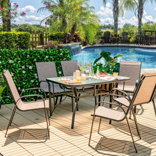 Costway 7-Piece Patio Dining Set with 6 Stackable Chairs