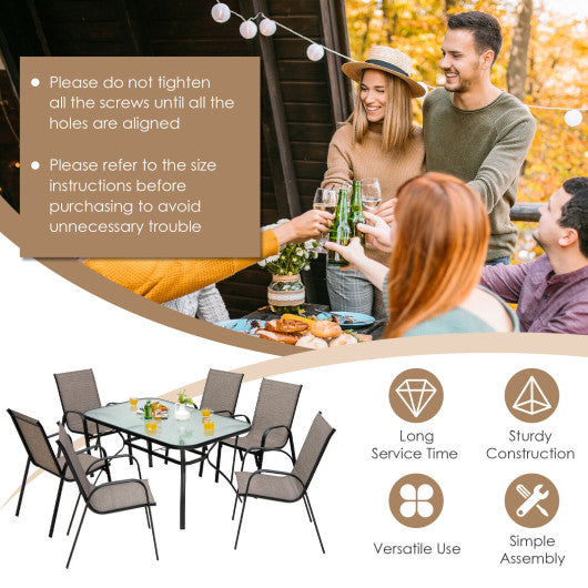 Costway 7-Piece Patio Dining Set with 6 Stackable Chairs