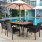 Costway 7 Pieces Black Patio Rattan Cushioned Dining Set with Umbrella Hole