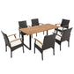 Costway 7 Pieces Outdoor Wicker Chair and Dining Table Set - Wood Handrail