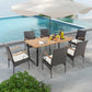 Costway 7 Pieces Patio Rattan Dining Set with 2 Inches Umbrella Hole - Curved Handrail
