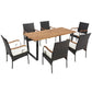 Costway 7 Pieces Patio Rattan Dining Set with 2 Inches Umbrella Hole - Curved Handrail