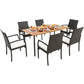 Costway 7 Pieces Patio Wicker Cushioned Dining Set with Umbrella Hole
