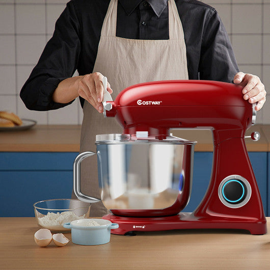 Costway 7 Quart 800W 6-Speed Red Electric Tilt-Head Food Stand Mixer