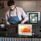 Costway 700W Black Retro Countertop Microwave Oven with 5 Micro Power and Auto Cooking Function