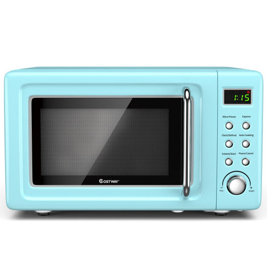 Costway 700W Green Retro Countertop Microwave Oven with 5 Micro Power and Auto Cooking Function
