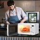 Costway 700W White Retro Countertop Microwave Oven with 5 Micro Power and Auto Cooking Function