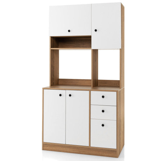 Costway 71" White Kitchen Pantry with 3 Storage Cabinet and 3 Deep Drawers