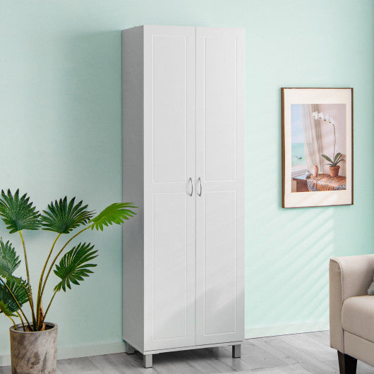 Costway 73.5 Inch White Freestanding Double Door Tall Versatile Storage Organizer