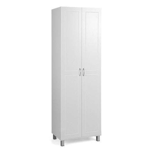 Costway 73.5 Inch White Freestanding Double Door Tall Versatile Storage Organizer
