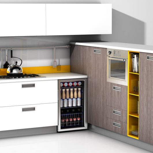 Costway 76 Can Beverage Refrigerator Cooler with Glass Door