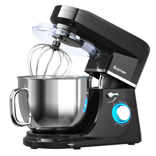 Costway 7.5 QT Black Tilt-Head Stand Mixer 6 Speed 660W with Dough Hook Beater