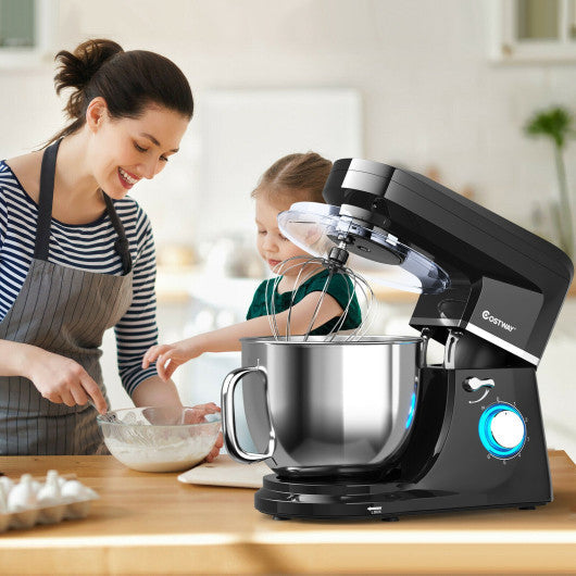 Costway 7.5 QT Black Tilt-Head Stand Mixer 6 Speed 660W with Dough Hook Beater