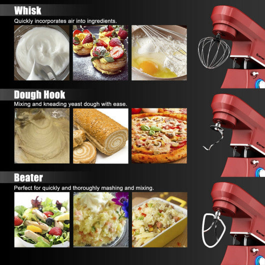 Costway 7.5 Qt Red Tilt-Head Stand Mixer with Dough Hook