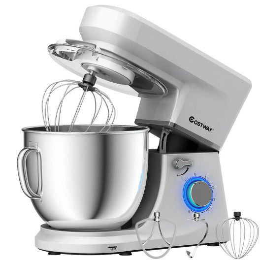 Costway 7.5 Qt Silver Tilt-Head Stand Mixer with Dough Hook