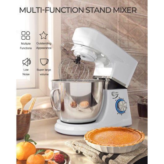 Costway 7.5 Qt White Tilt-Head Stand Mixer with Dough Hook