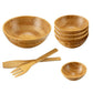Costway 8 Pieces Natural Bamboo Salad Bowl Set with Server Utensils