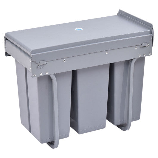 Costway 8 gal 3 Compartment Pull Out Recycling Waste Bin