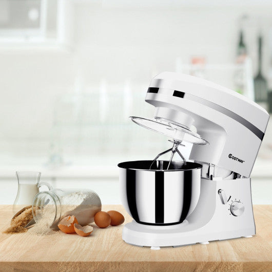 Costway 800 W 5.3 Quart White Electric Food Stand Mixer with Stainless Steel Bowl