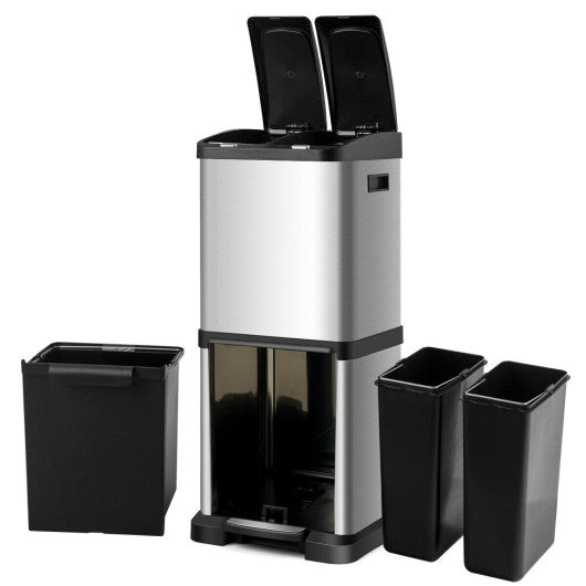 Costway 8.5 Gallon Garbage Bin with Pedal and 3 Buckets