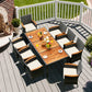 Costway 9 Pieces Rattan Patio Dining Set with Acacia Wood Table and Cushioned Chair