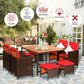 Costway 9 Pieces Red Patio Rattan Dining Cushioned Chairs Set