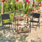 Costway Acacia Wood Patio Folding Dining Table Storage Shelves