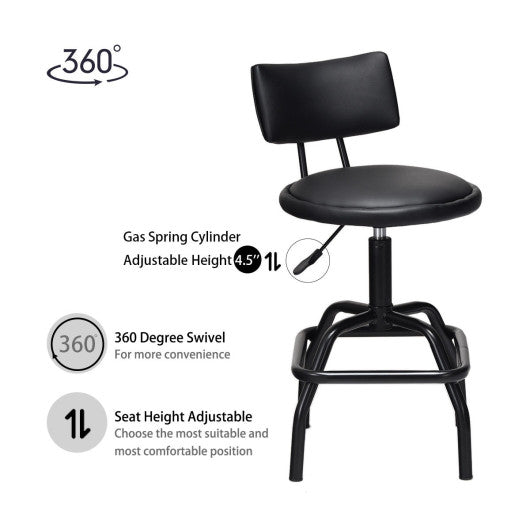 Costway Adjustable Swivel Vintage PU Leather Bar Stool