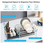 Costway Aluminum Expandable Dish Drying Rack with Drainboard and Rotatable Drainage Spout