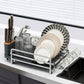 Costway Aluminum Expandable Dish Drying Rack with Drainboard and Rotatable Drainage Spout