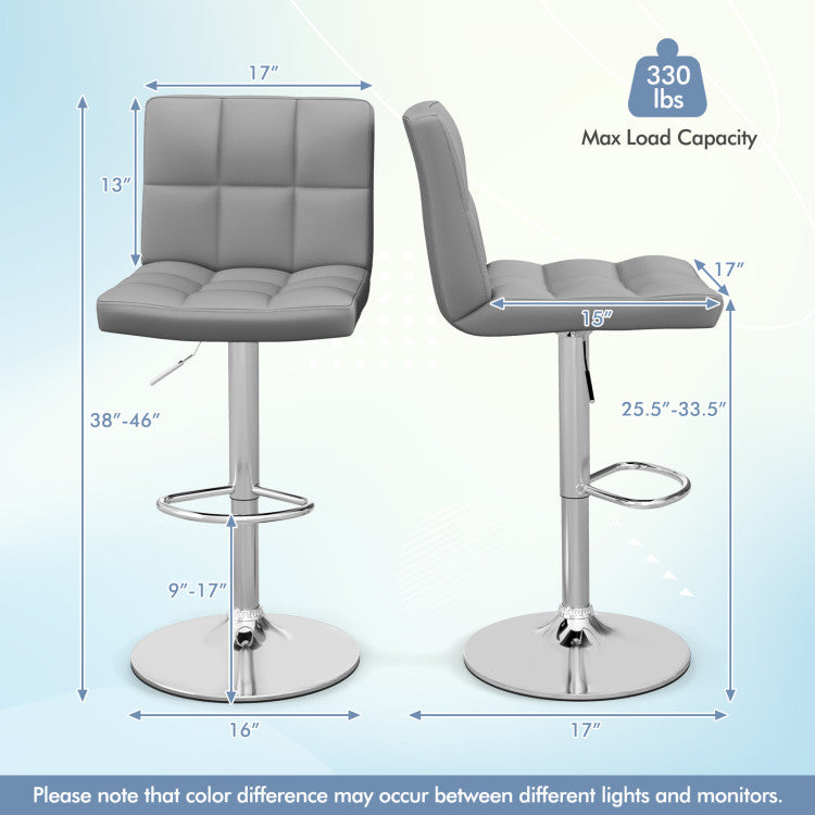 Costway Armless PU Leather Bar Stool with Adjustable Height and Swivel Seat