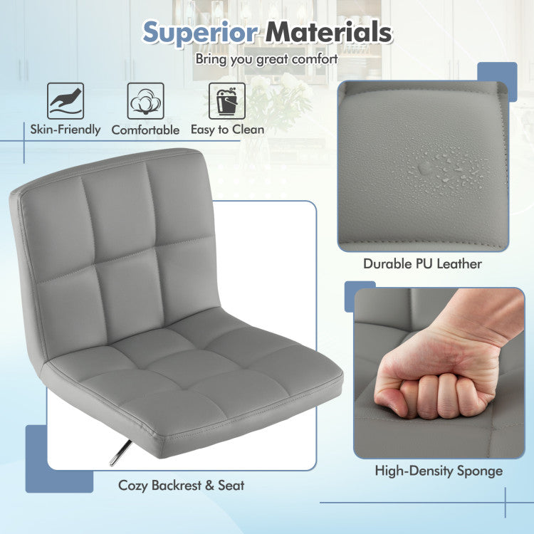 Costway Armless PU Leather Bar Stool with Adjustable Height and Swivel Seat
