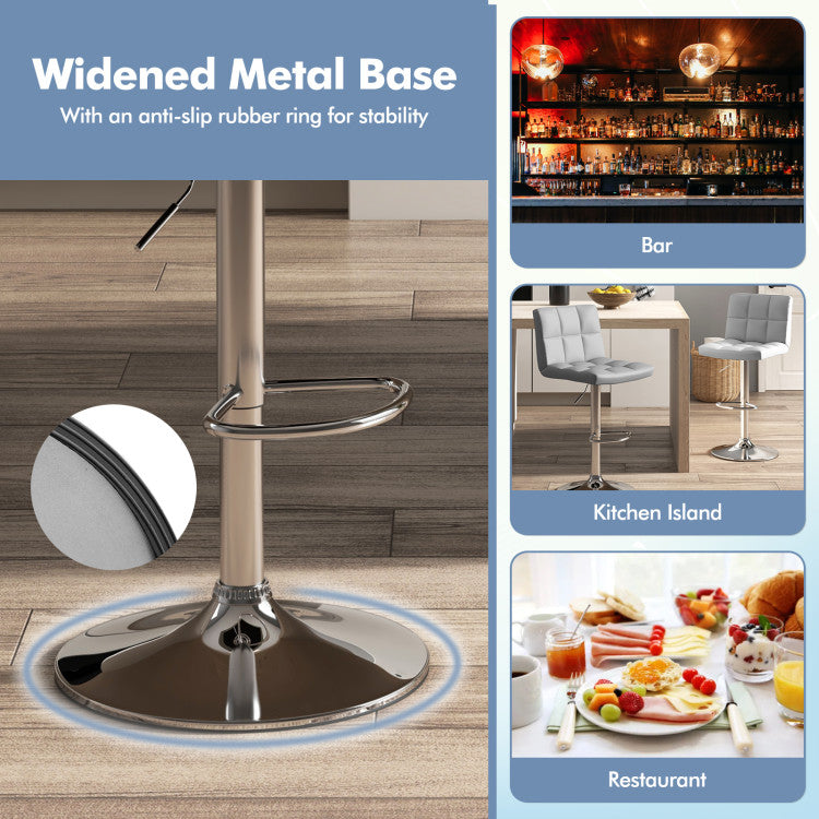 Costway Armless PU Leather Bar Stool with Adjustable Height and Swivel Seat