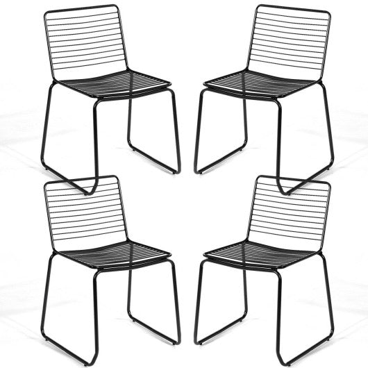 Costway Armless Stackable Set of 4 Metal Dining Chairs
