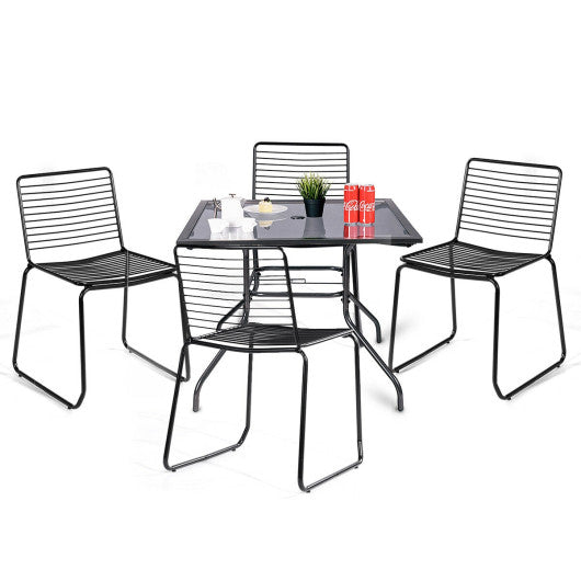 Costway Armless Stackable Set of 4 Metal Dining Chairs