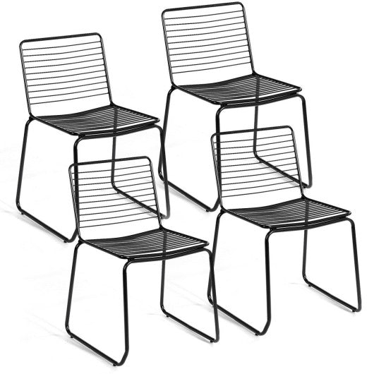 Costway Armless Stackable Set of 4 Metal Dining Chairs