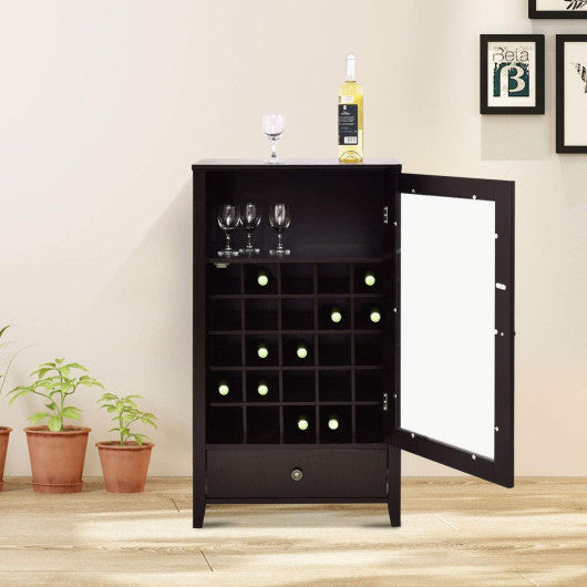 Costway Artistic Durable Wooden Home Wine Racks with Drawer