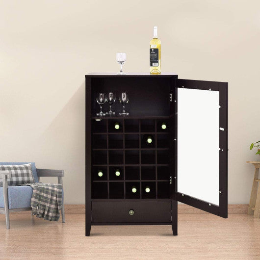 Costway Artistic Durable Wooden Home Wine Racks with Drawer