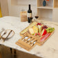 Costway Bamboo Cheese Board and Knife Set with Slide-out Drawer
