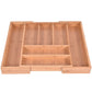 Costway Bamboo Kitchen Drawer Organizer Expandable Tableware Storage Box Spoon Container