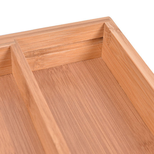 Costway Bamboo Kitchen Drawer Organizer Expandable Tableware Storage Box Spoon Container