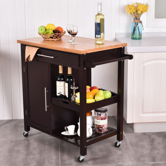 Costway Bamboo Kitchen Island Trolley Cart