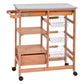 Costway Bamboo Kitchen Shelf Island Trolley Cart