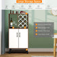 Costway Bar Cabinet Wooden Buffet Sideboard Storage Cupboard with Wine Rack