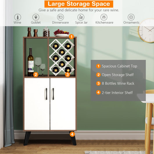 Costway Bar Cabinet Wooden Buffet Sideboard Storage Cupboard with Wine Rack